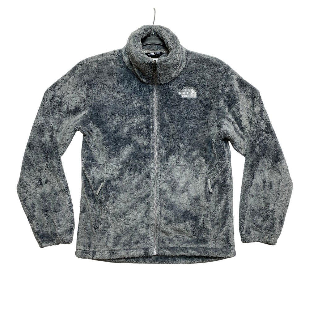The North Face Fleece Jacket Girls L Gray Osito Full Zip Mock Neck Logo